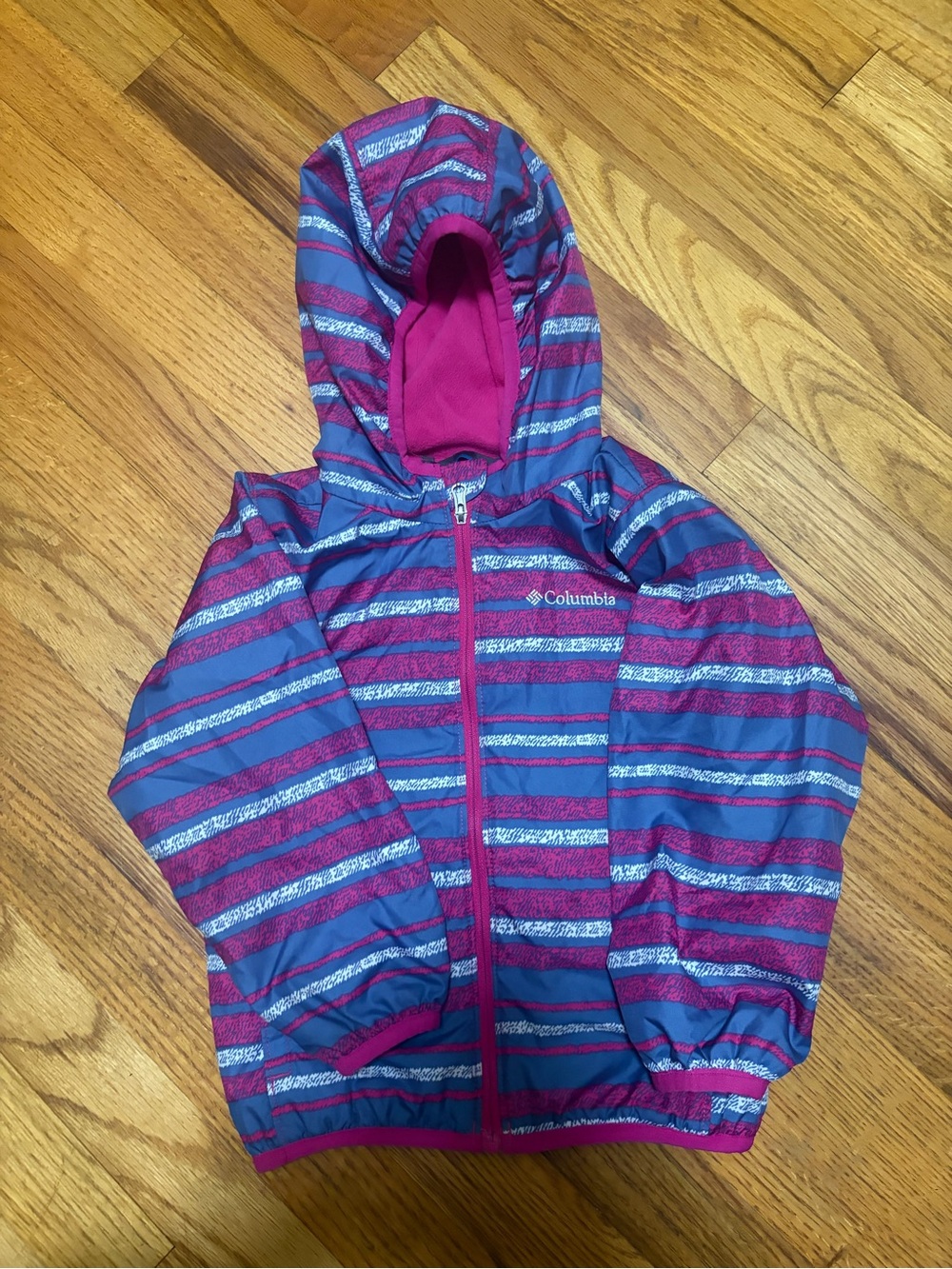 Columbia Kids Hooded Jacket - Pink & Blue Stripes
